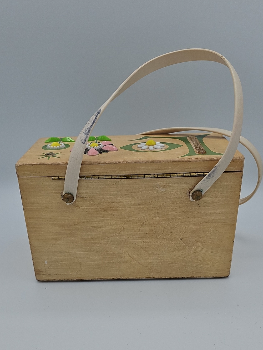 Enid Collins of Texas Wood Love Box Bag Purse 1960s MCM - Picture 2 of 12
